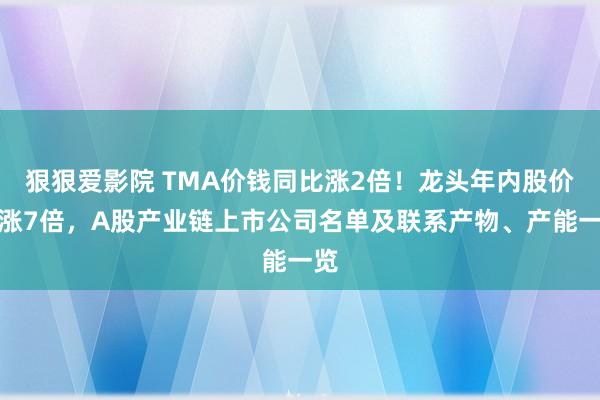 狠狠爱影院 TMA价钱同比涨2倍！龙头年内股价暴涨7倍，A股产业链上市公司名单及联系产物、产能一览