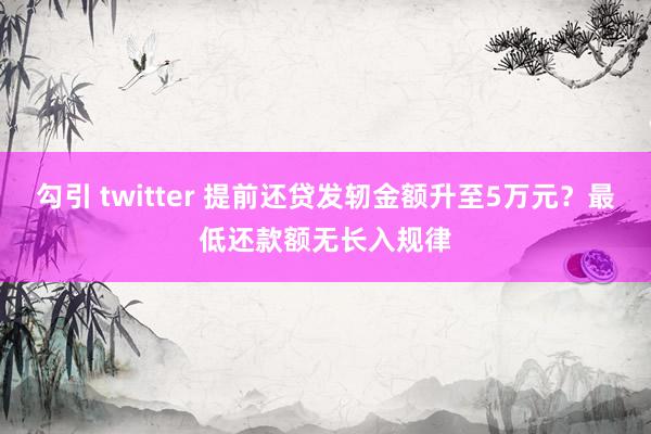 勾引 twitter 提前还贷发轫金额升至5万元？最低还款额无长入规律