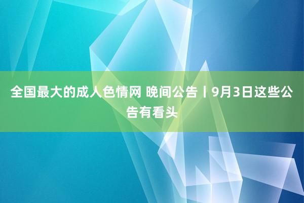 全国最大的成人色情网 晚间公告丨9月3日这些公告有看头