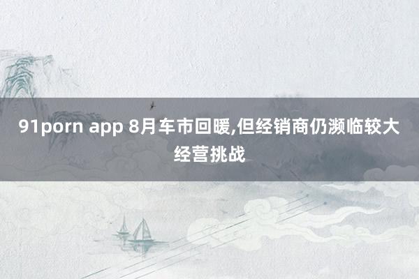 91porn app 8月车市回暖,但经销商仍濒临较大经营挑战