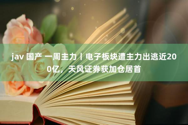 jav 国产 一周主力丨电子板块遭主力出逃近200亿，天风证券获加仓居首