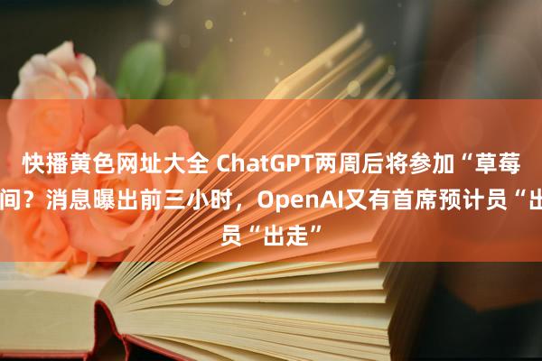 快播黄色网址大全 ChatGPT两周后将参加“草莓”期间？消息曝出前三小时，OpenAI又有首席预计员“出走”