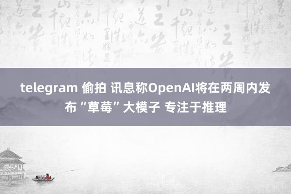 telegram 偷拍 讯息称OpenAI将在两周内发布“草莓”大模子 专注于推理