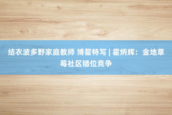 结衣波多野家庭教师 博鳌特写 | 霍炳辉：金地草莓社区错位竞争